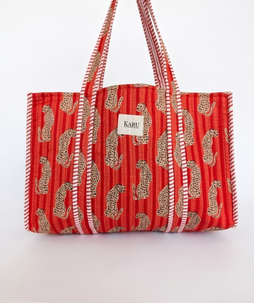 Sunset Leopard | Large Quilted Tote