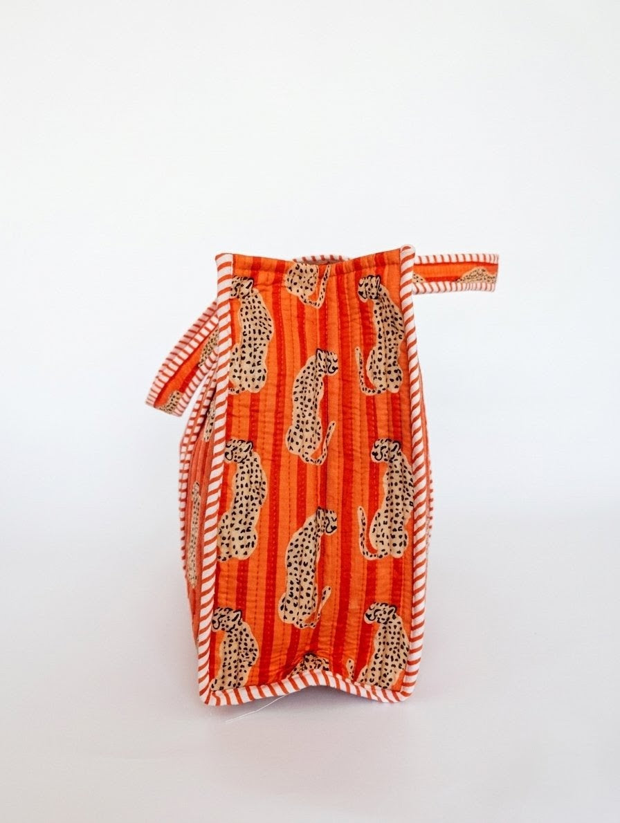 Sunset Leopard | Large Quilted Tote