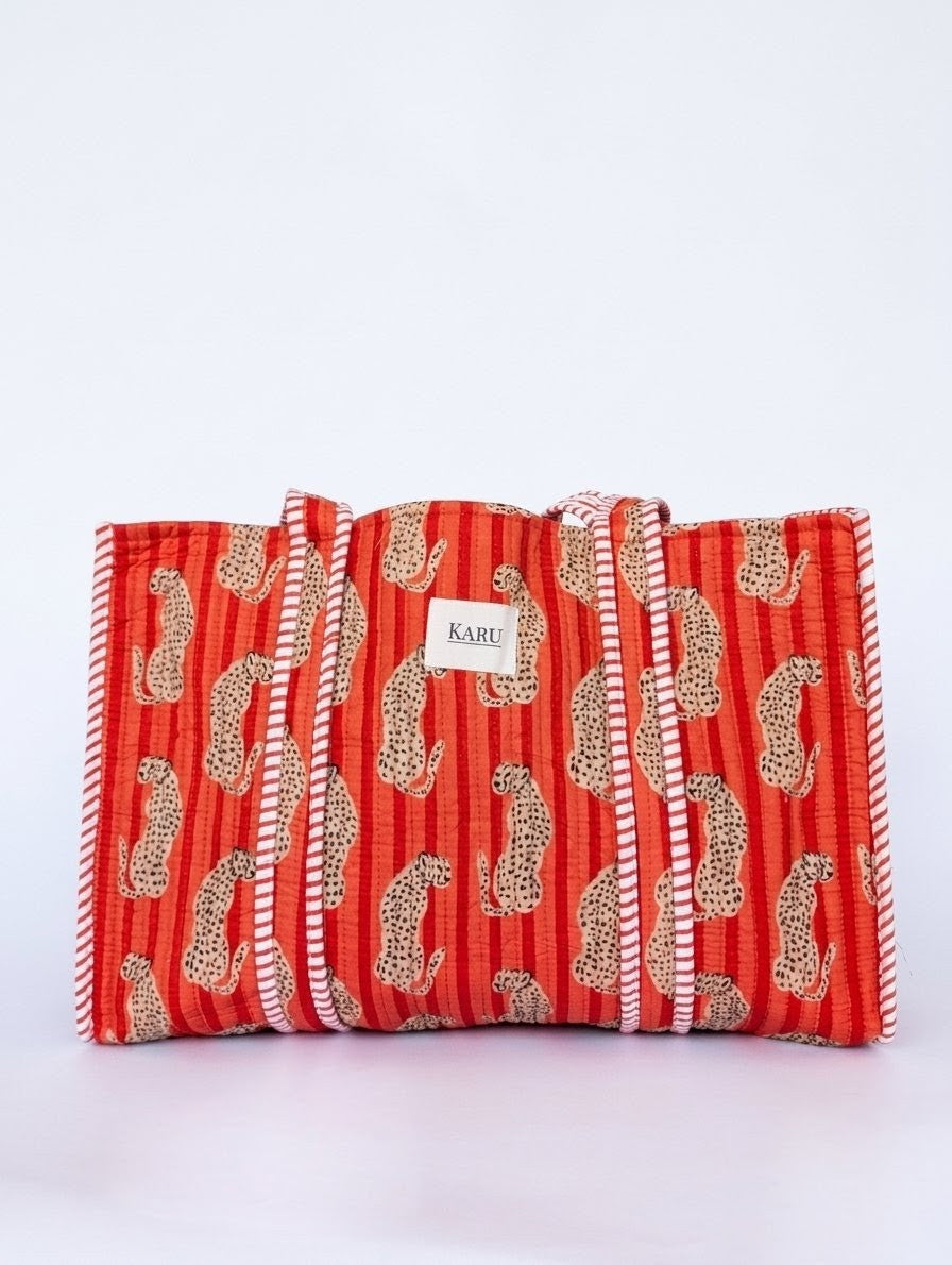 Sunset Leopard | Large Quilted Tote