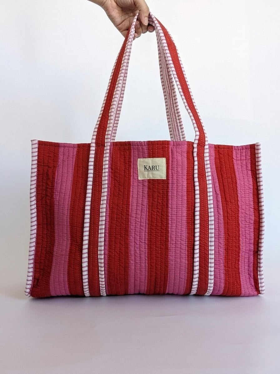 Sunset Stripe | Large Quilted Tote