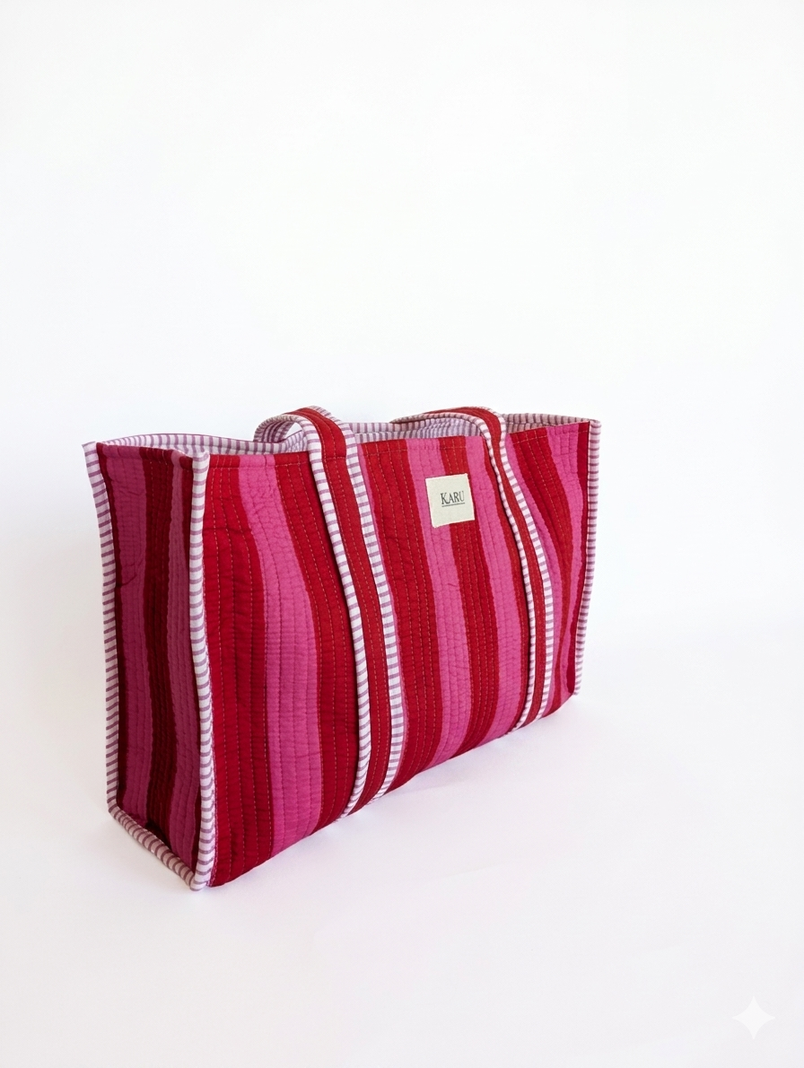 Sunset Stripe | Large Quilted Tote