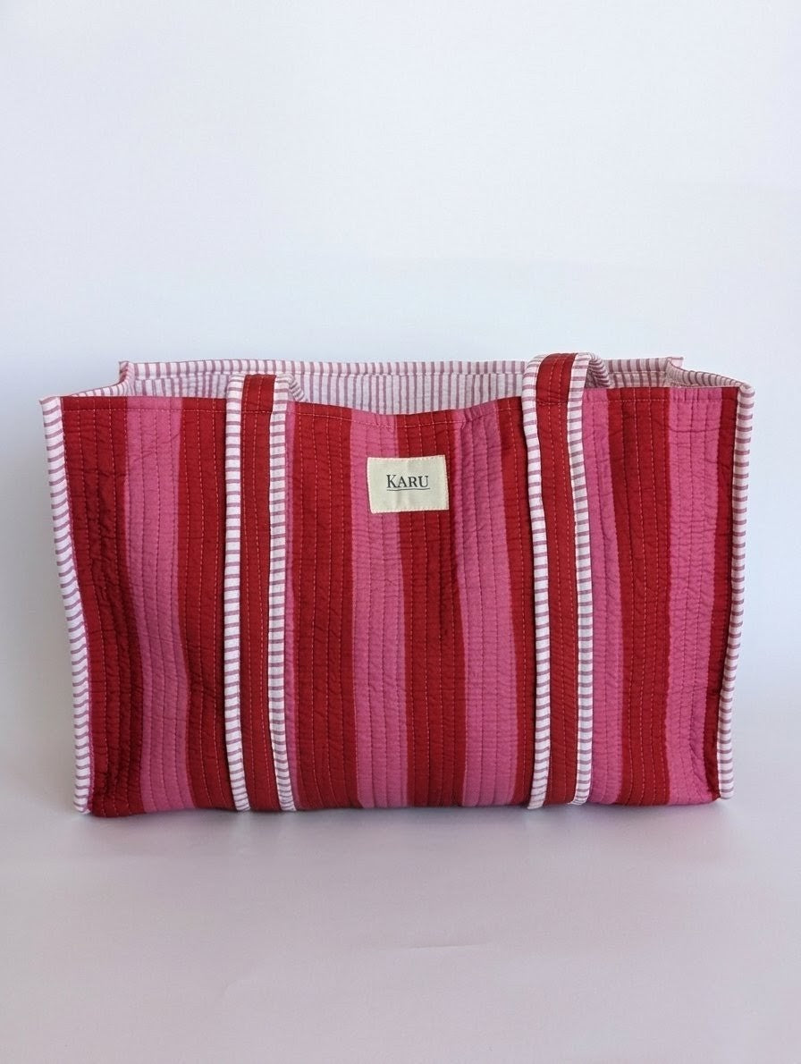 Sunset Stripe | Large Quilted Tote