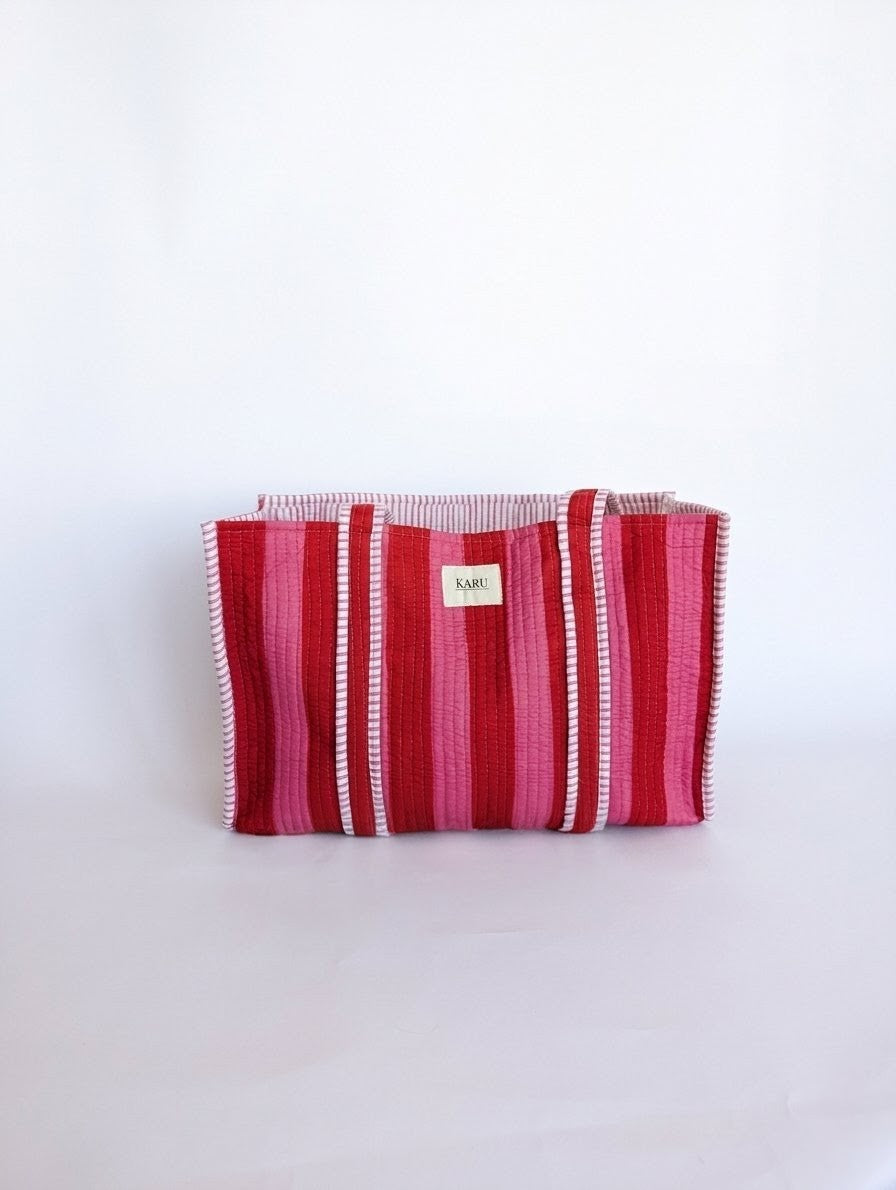 Sunset Stripe | Large Quilted Tote