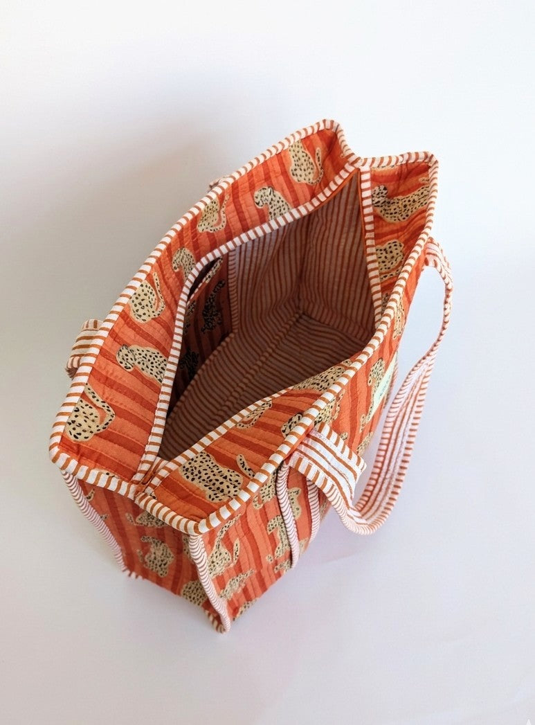 Sunset Leopard | Midi Quilted Tote