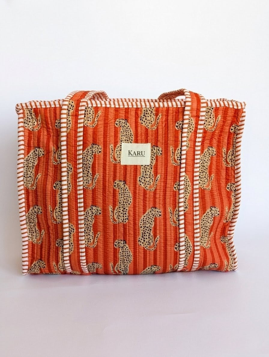 Sunset Leopard | Midi Quilted Tote
