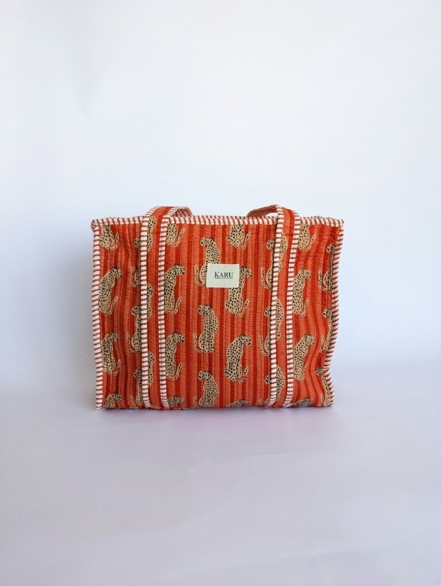 Sunset Leopard | Midi Quilted Tote