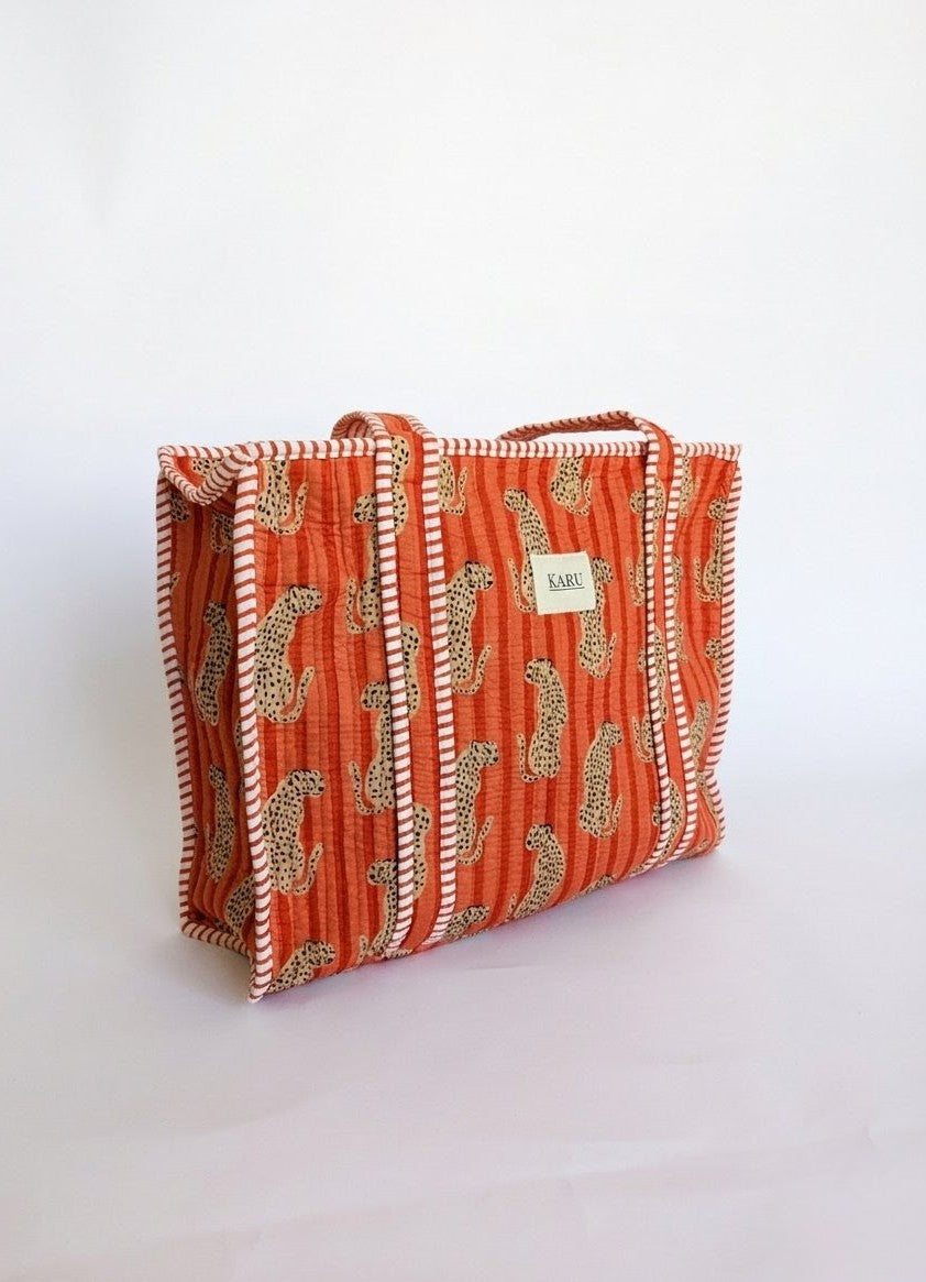 Sunset Leopard | Midi Quilted Tote