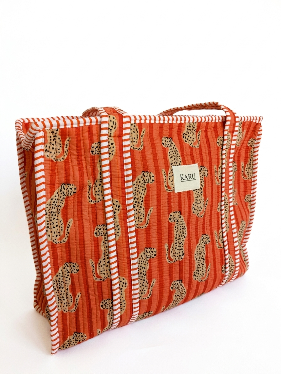 Sunset Leopard | Midi Quilted Tote