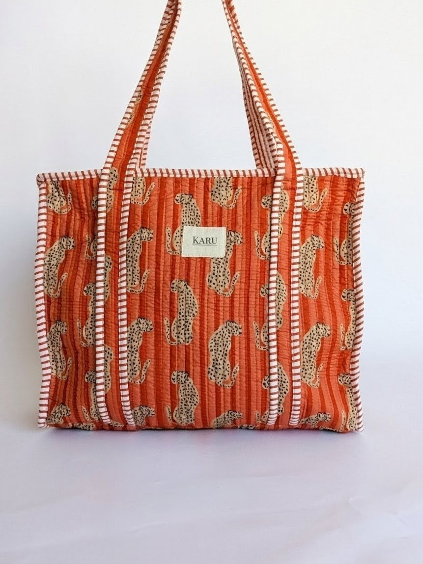 Sunset Leopard | Midi Quilted Tote