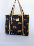 Navy Cheetah | Midi Quilted Tote