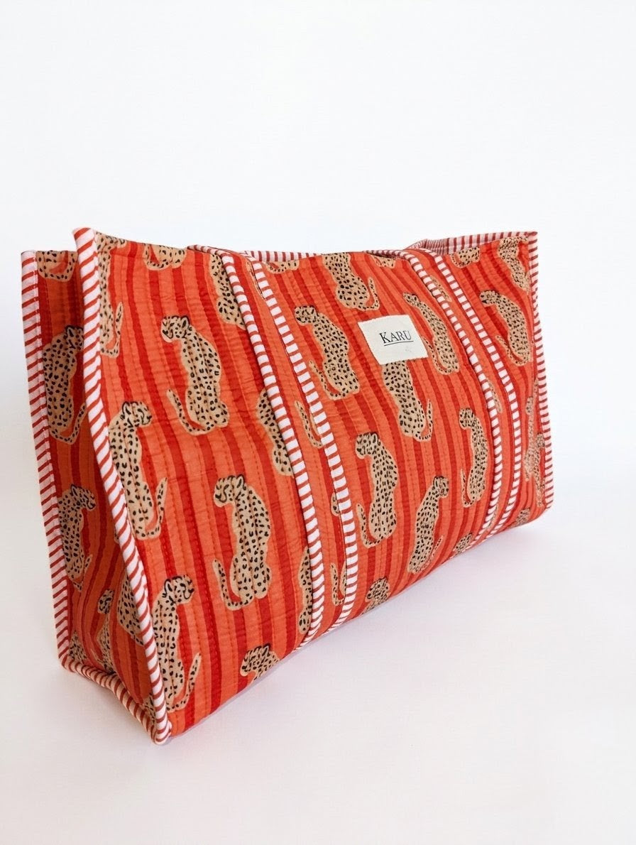 Sunset Leopard | Large Quilted Tote