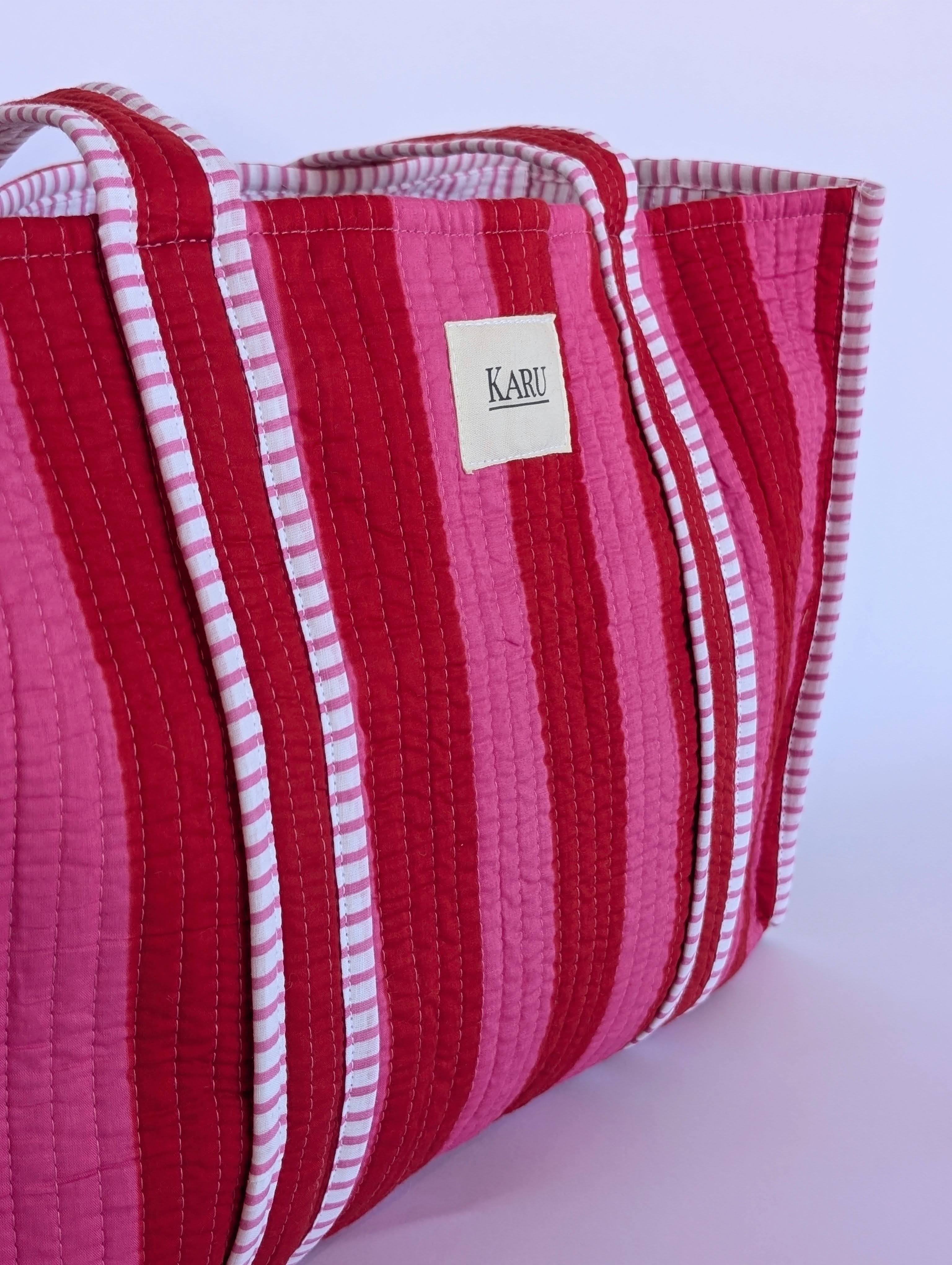 Sunset Stripe | Large Quilted Tote